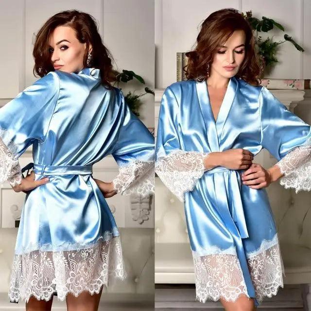 Modern Silk Bathrobe For Women Elegant Soft Silk Nightwear Unique  V-Neck Short Women's Fashion Bathrobes