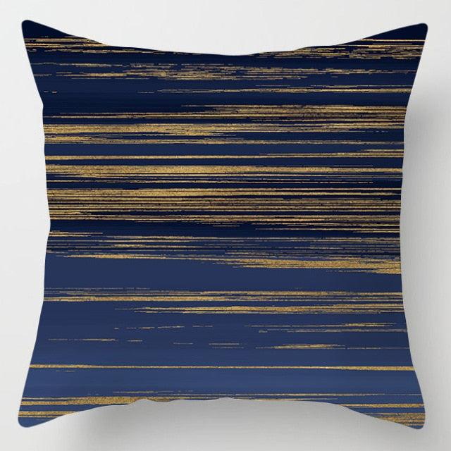 Modern Simple Blue Geometric Pillow Cover Home Sofa Decorative Blue Sea Texture Cotton Linen Cushion Home Decorative Pillow Case 45x45cm