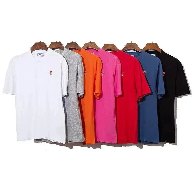 Modern Summer New Hearts A Love Embroidered Simple Design Masculine Fashion Short Sleeve T-Shirt Men's T-Shirt  Men's Short Sleeve Tees Cotton T-Shirts for Men