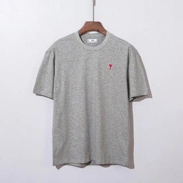 Modern Summer New Hearts A Love Embroidered Simple Design Masculine Fashion Short Sleeve T-Shirt Men's T-Shirt  Men's Short Sleeve Tees Cotton T-Shirts for Men