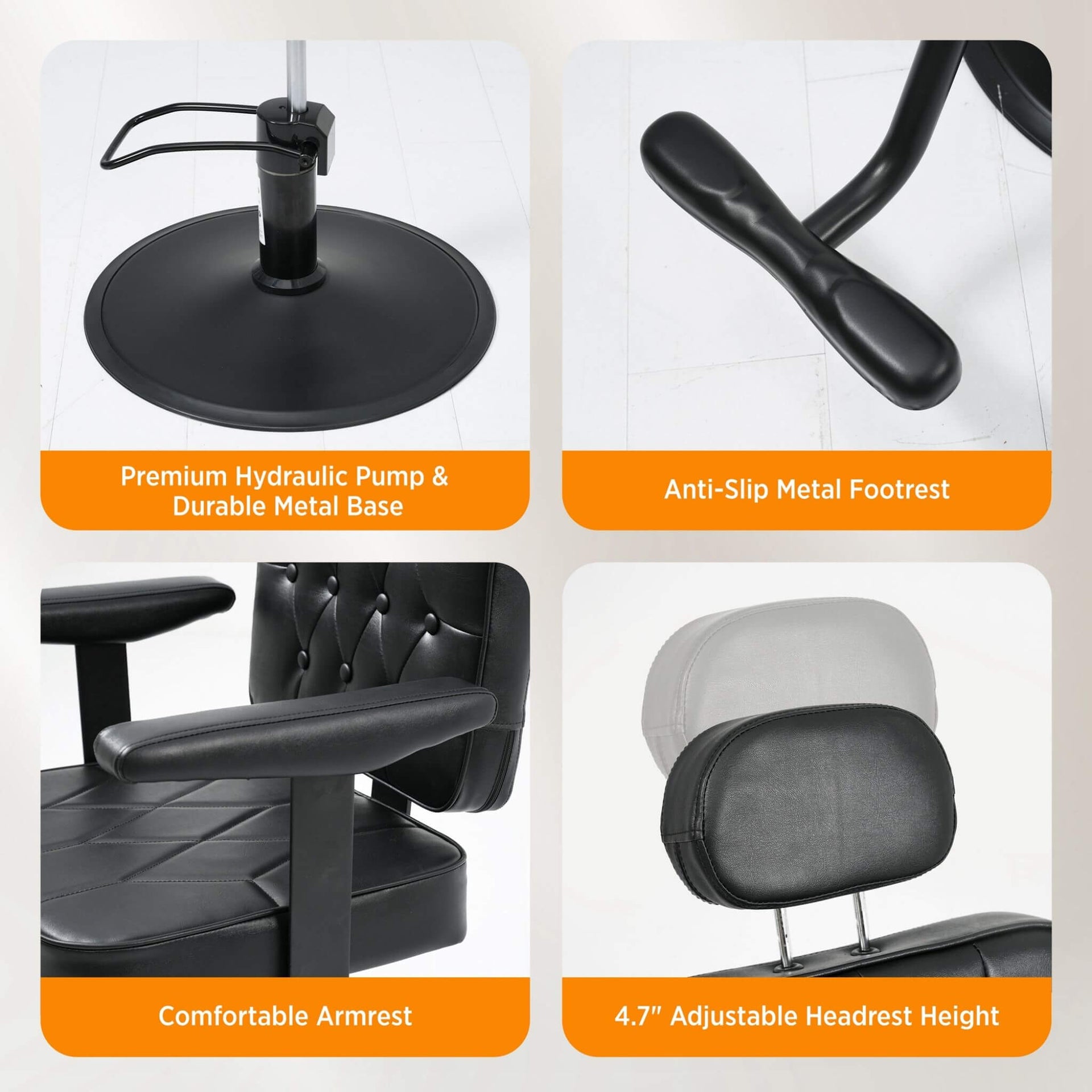 Modern Vintage Hydraulic PU Leather Reclining Barber Chair (SAK59102)