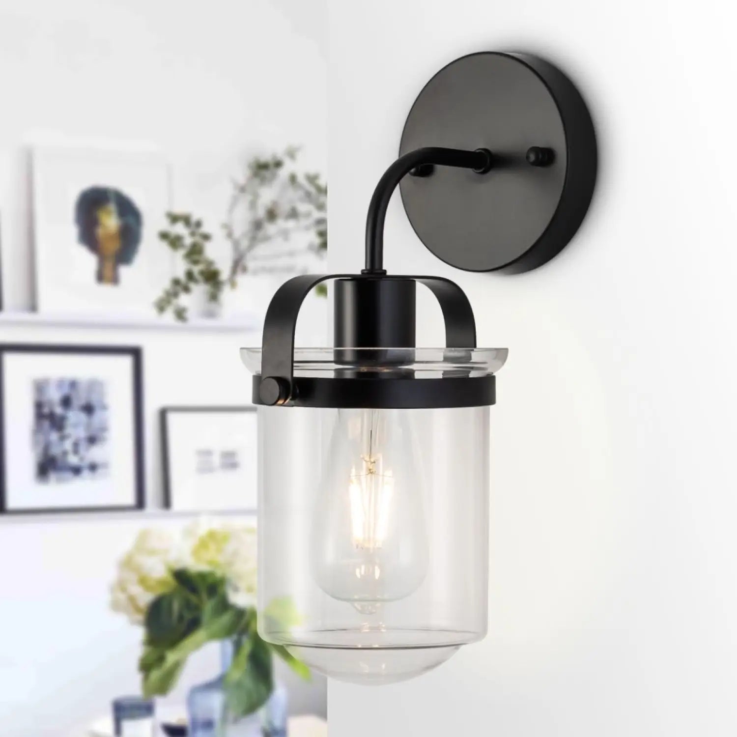 Modern Wall Light for Home with Clear Glass Shade E26 Fixture