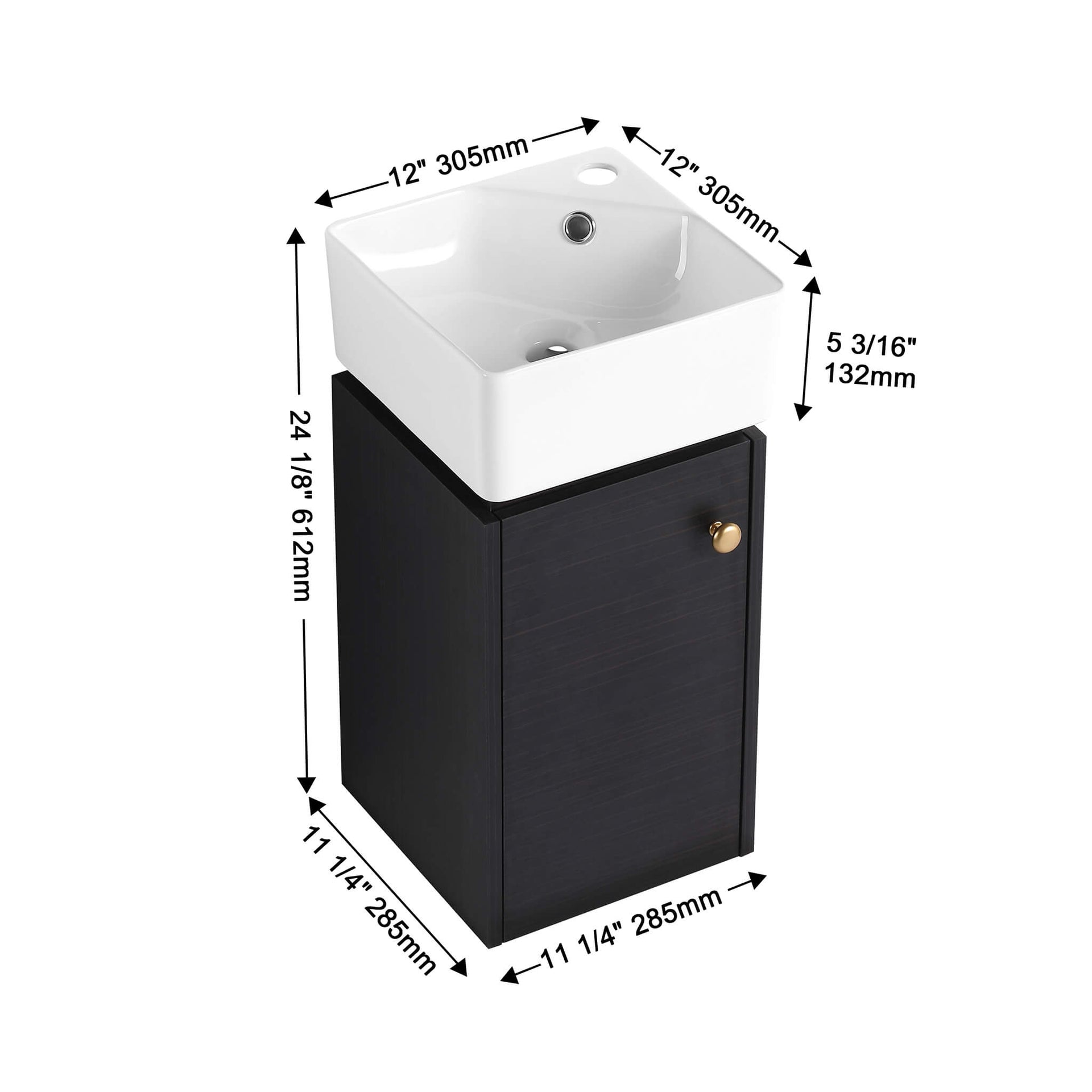 Modern Wall-Mounted Bathroom Vanity With Ceramic Sink And Soft Close Door (SAK05214)