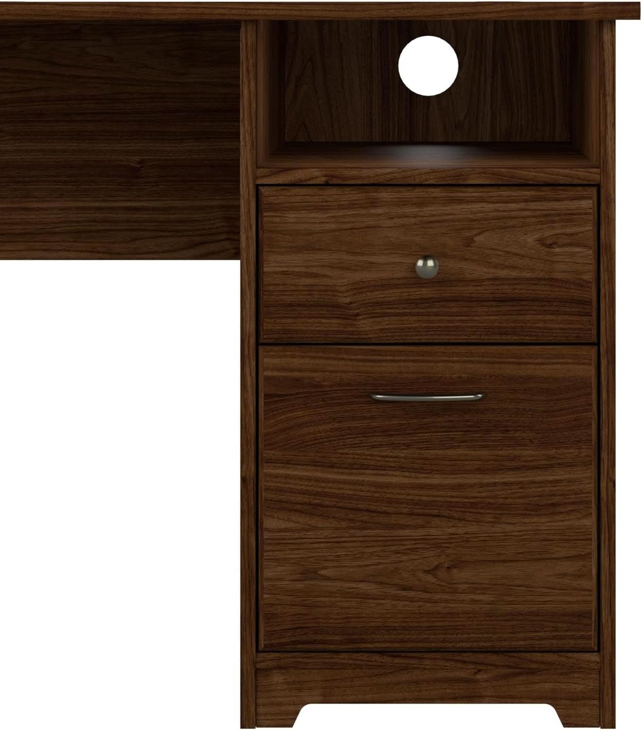 Modern Walnut L Shaped Computer Desk with Drawers