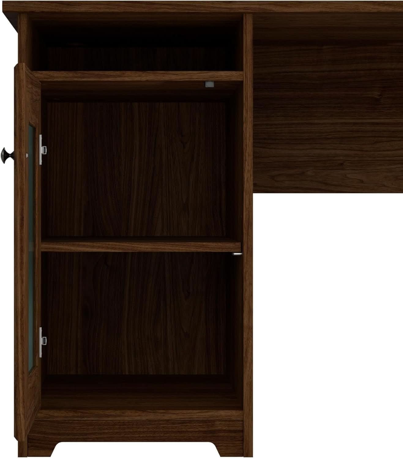 Modern Walnut L Shaped Computer Desk with Drawers