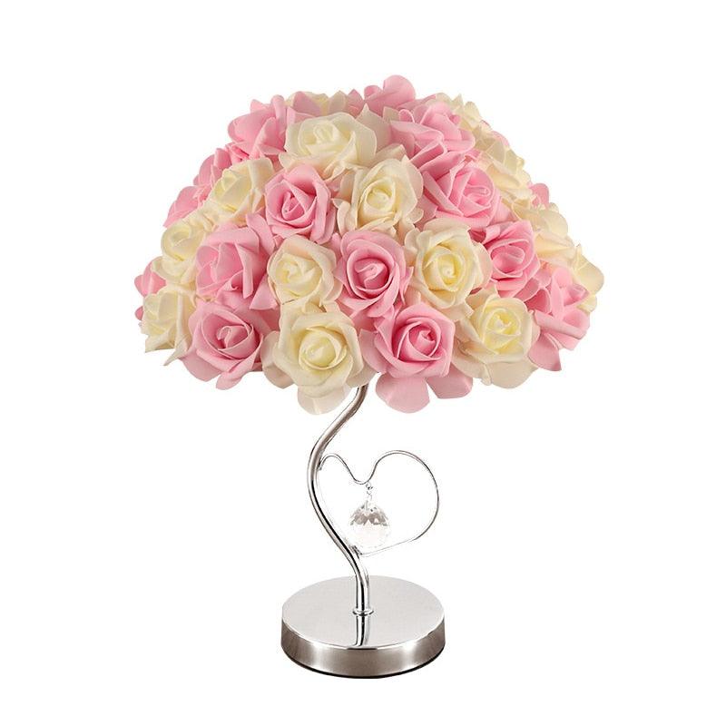 Modern Wedding Decoration Table Lamp Valentine's Day Gift marriage Bedroom Bedside Desk Lamp Creative Roses Flower Light Decorative Table Lamp Cute Study Lamps for Bedroom Décor