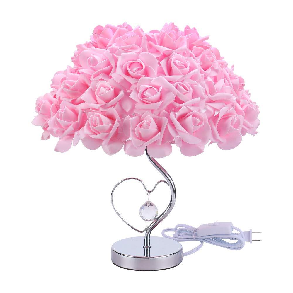 Modern Wedding Decoration Table Lamp Valentine's Day Gift marriage Bedroom Bedside Desk Lamp Creative Roses Flower Light Decorative Table Lamp Cute Study Lamps for Bedroom Décor