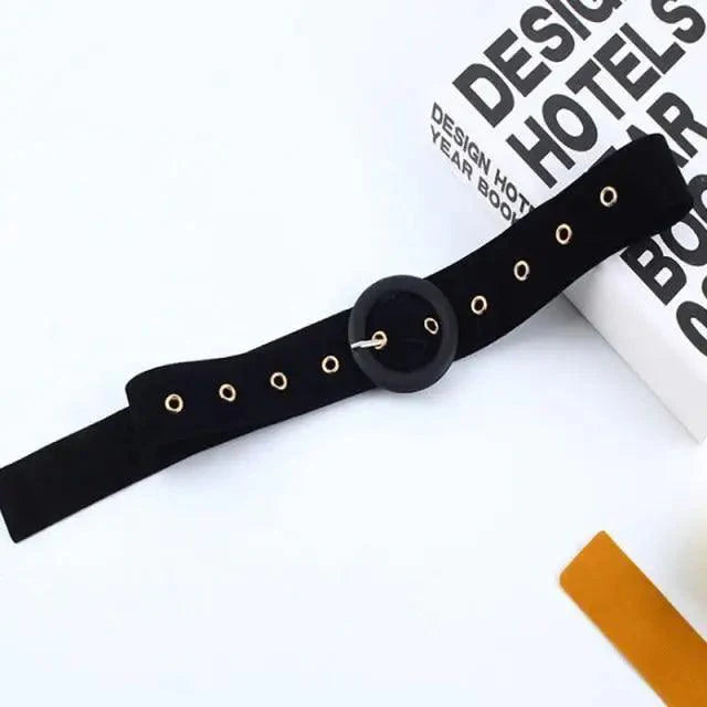 Modern Wide Fabric Strap Silver Metal Buckle Belts For Women Trendy Fashion Stretchable Classic Belts