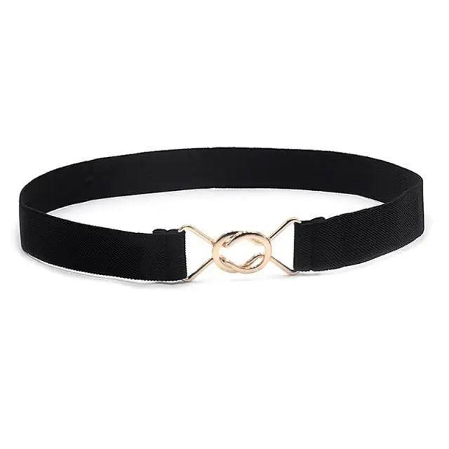 Modern Wide Fabric Strap Silver Metal Buckle Belts For Women Trendy Fashion Stretchable Classic Belts