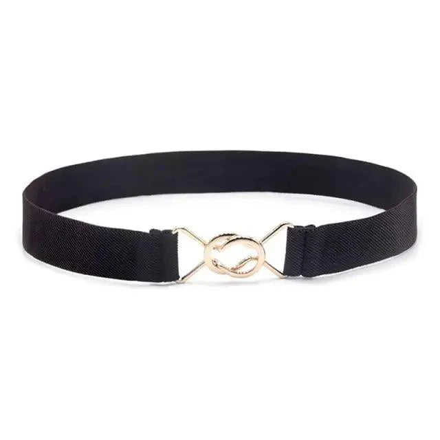 Modern Wide Fabric Strap Silver Metal Buckle Belts For Women Trendy Fashion Stretchable Classic Belts