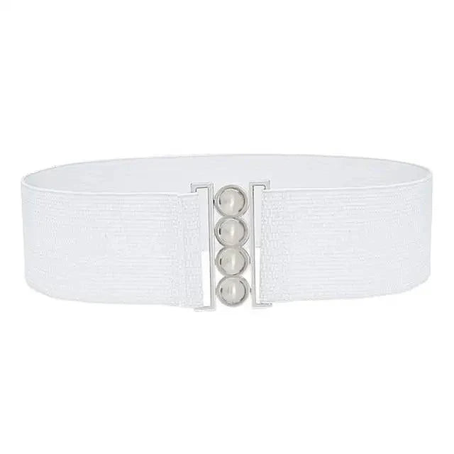 Modern Wide Fabric Strap Silver Metal Buckle Belts For Women Trendy Fashion Stretchable Classic Belts