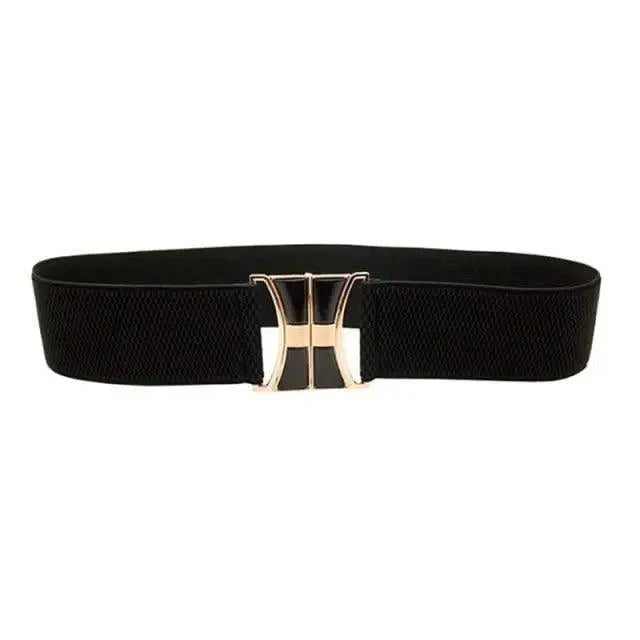 Modern Wide Fabric Strap Silver Metal Buckle Belts For Women Trendy Fashion Stretchable Classic Belts