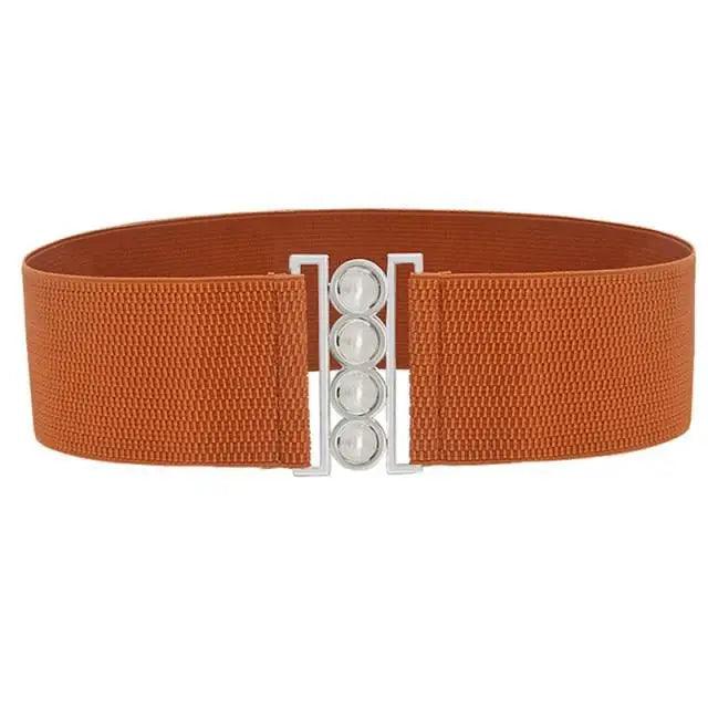 Modern Wide Fabric Strap Silver Metal Buckle Belts For Women Trendy Fashion Stretchable Classic Belts