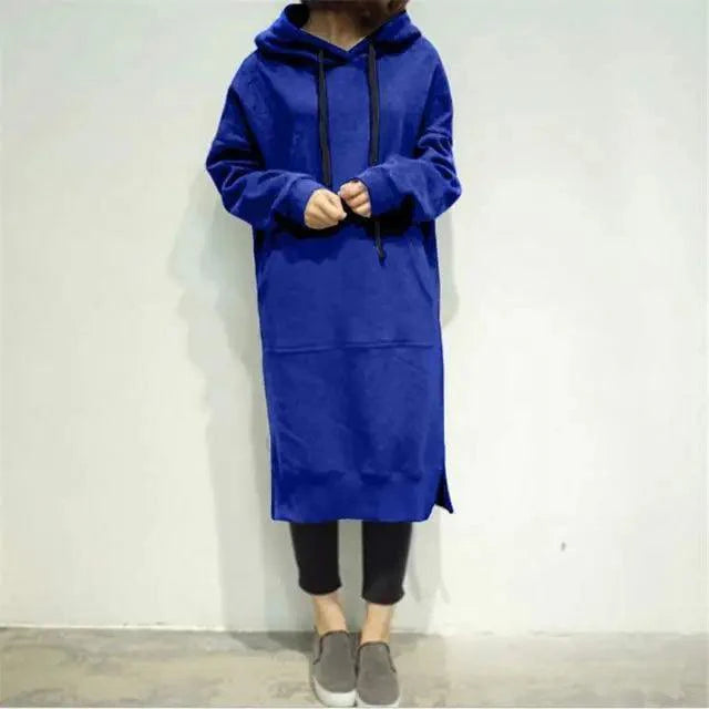 Modern Women Long Hoodies Autumn Winter Loose Hooded Sweatshirts Casual Oversized Sweatshirt Baggy Pullovers Dress Plus Size Super Soft Pullover Oversize Sweatshirt With Pocket