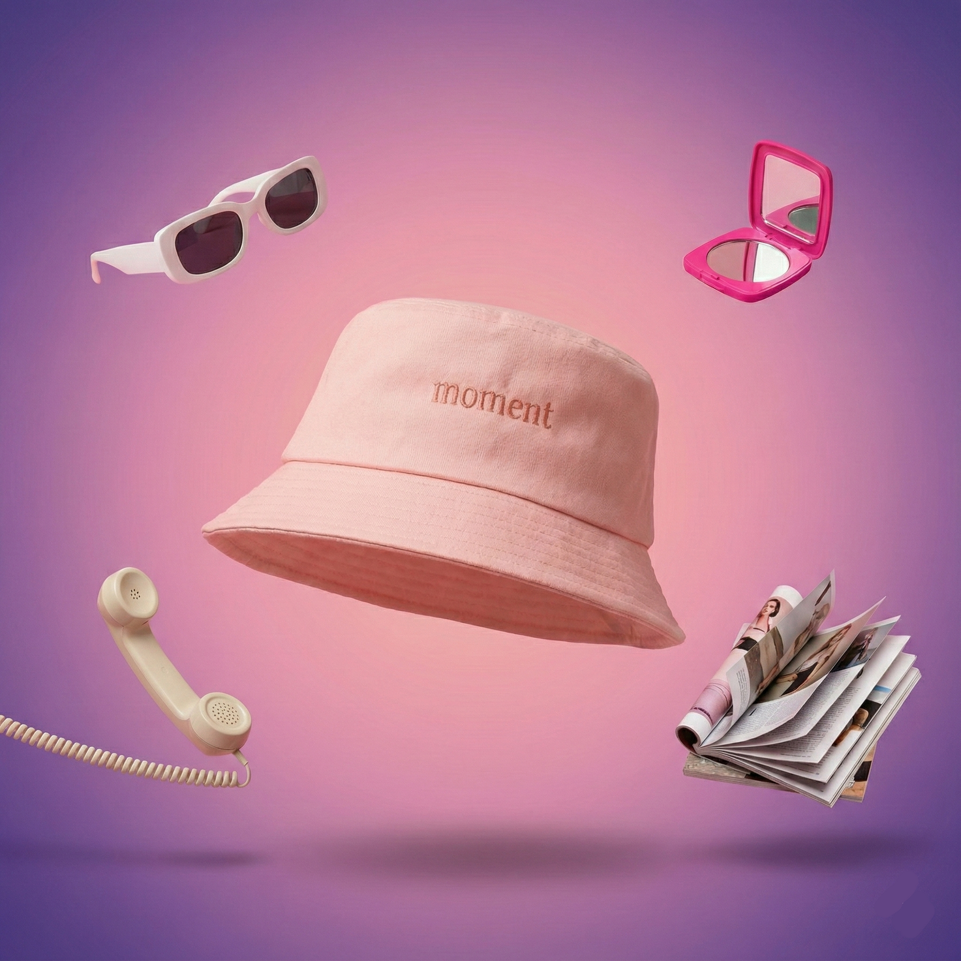 moment rose cloud bucket hat