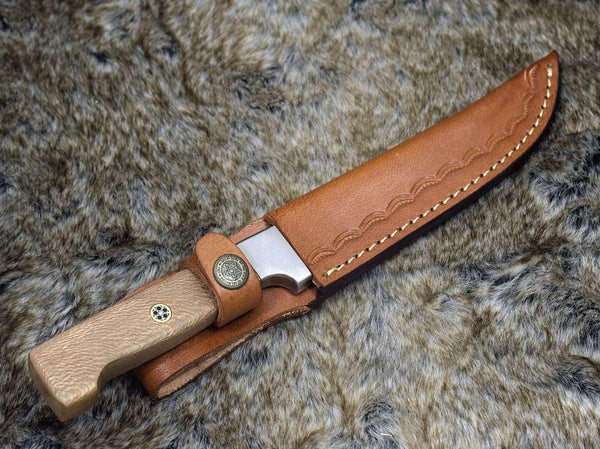 Monarch Damascus Fillet Knife with Leopard Wood Handle - Gifts for You 'n Me