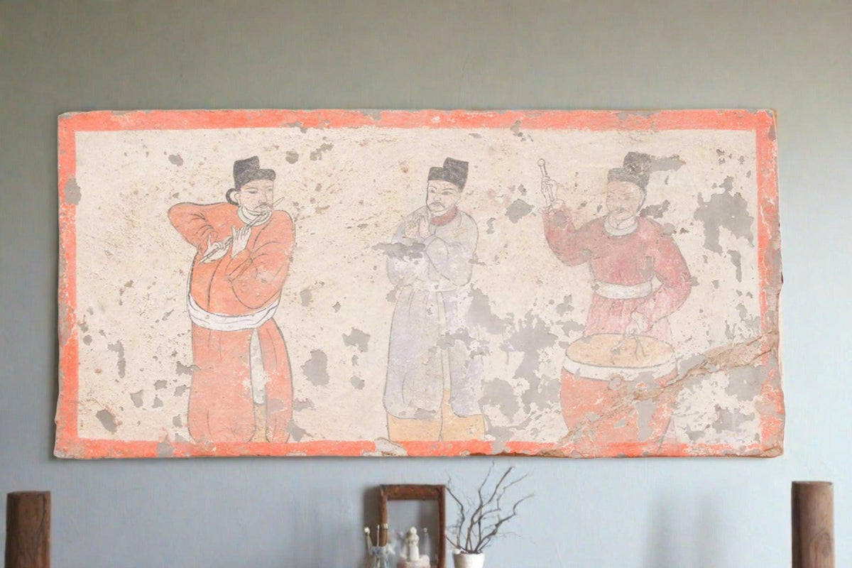 Mongolian Musicians Liao Dynasty Style Mural Tile