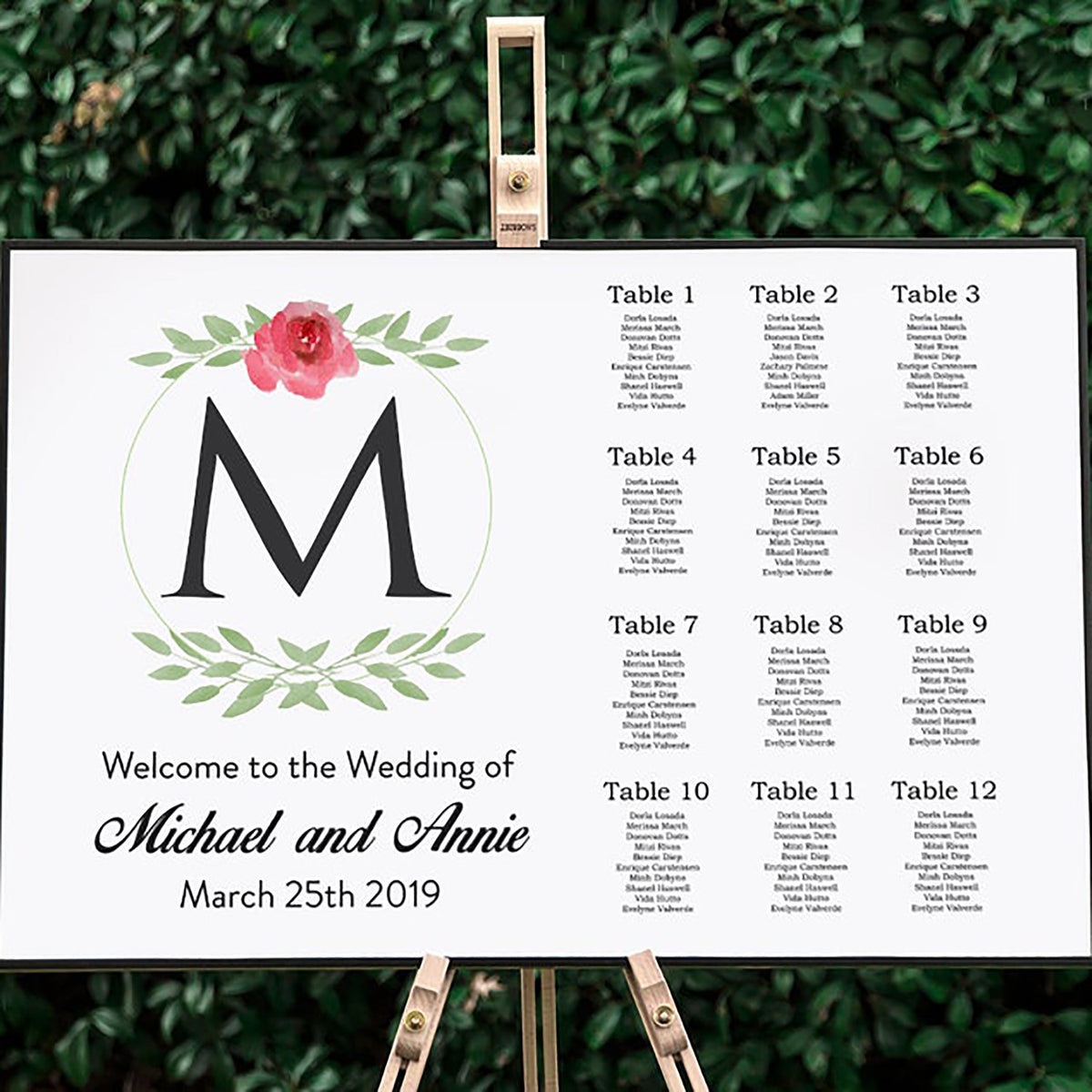 Monogram Wedding Seating Chart