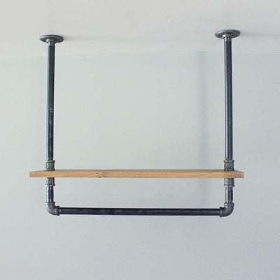 Ceiling hang bar with shelf
