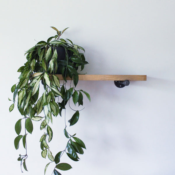 Wood shelf with brackets