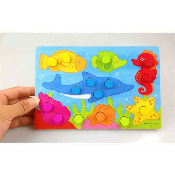 Montessori Cartoon Animal Educational Wooden Beaded Geometry  Digital Clock Puzzles Matching Clock Toy For Children