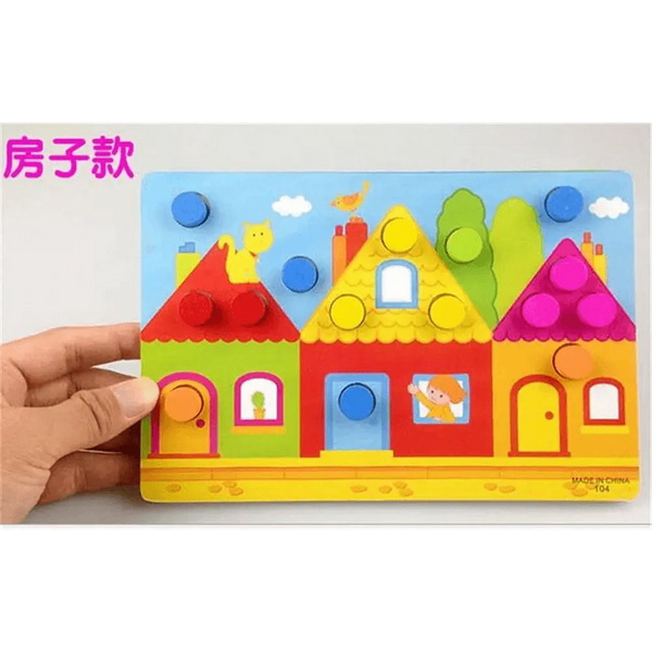 Montessori Cartoon Animal Educational Wooden Beaded Geometry  Digital Clock Puzzles Matching Clock Toy For Children