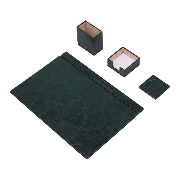 MOOG Leather Desk Set-4 Accessories- Gray - 4 PCS