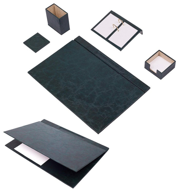 MOOG Leather Desk Set-5 Accessories -Brown- 5 PCS