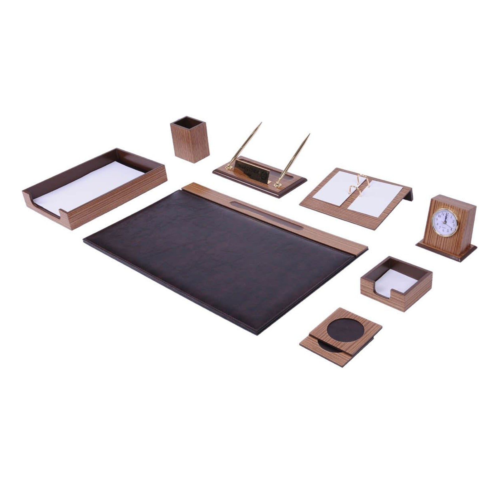 MOOG Zebrona Leather Desk Set-Black- 11 PCS