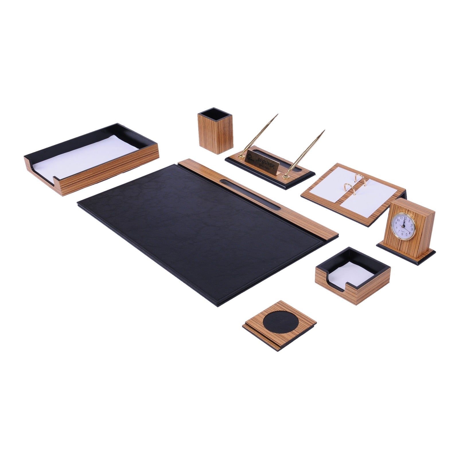 MOOG Zebrona Leather Desk Set-Black- 11 PCS