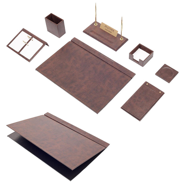 MOOG Leather Desk Set -Blue - 9 PCS