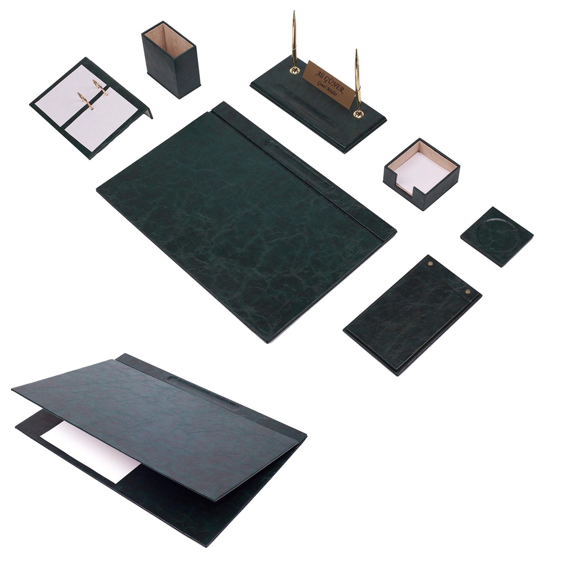 MOOG Leather Desk Set -White - 9 PCS