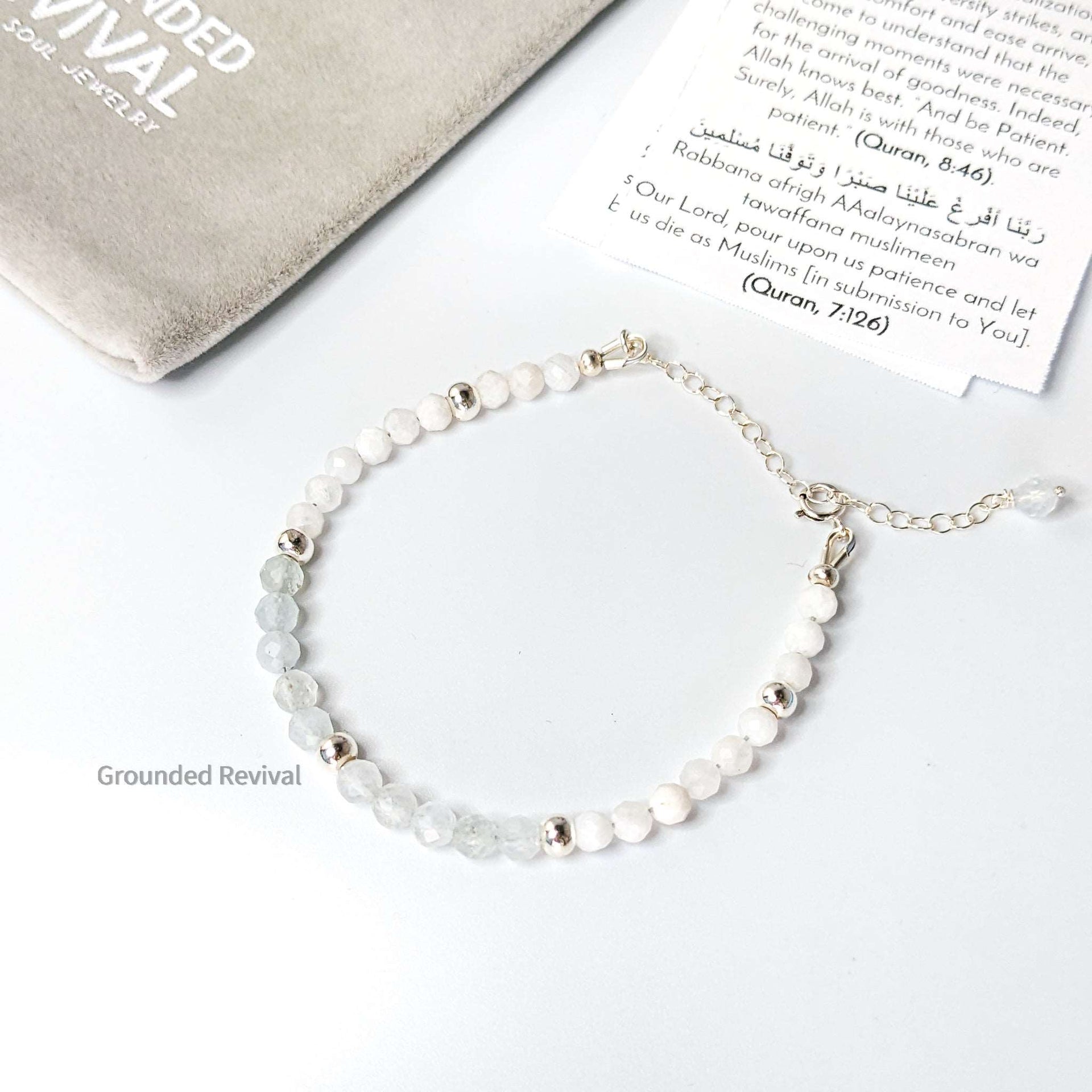 Sapphire & Moonstone Tasbih Bracelet | Women's Misbaha - 33 Beads, 4mm