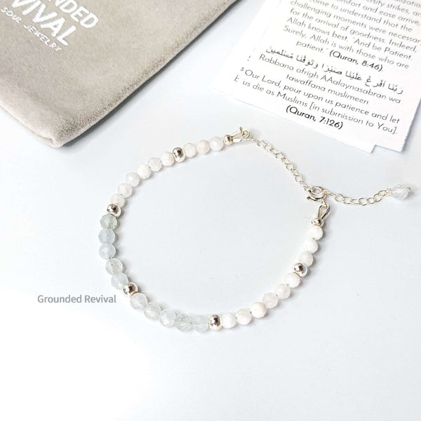 Sapphire & Moonstone Tasbih Bracelet | Women's Misbaha - 33 Beads, 4mm