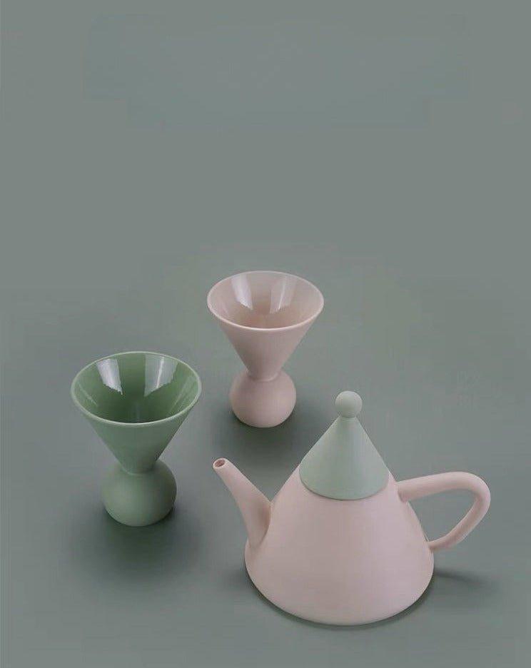 Morandi Ceramic Tea Set Gift Box - Nordic Handmade Cute Teapot & Tea Cups Set of 3 Pcs ( $26.6 Each )