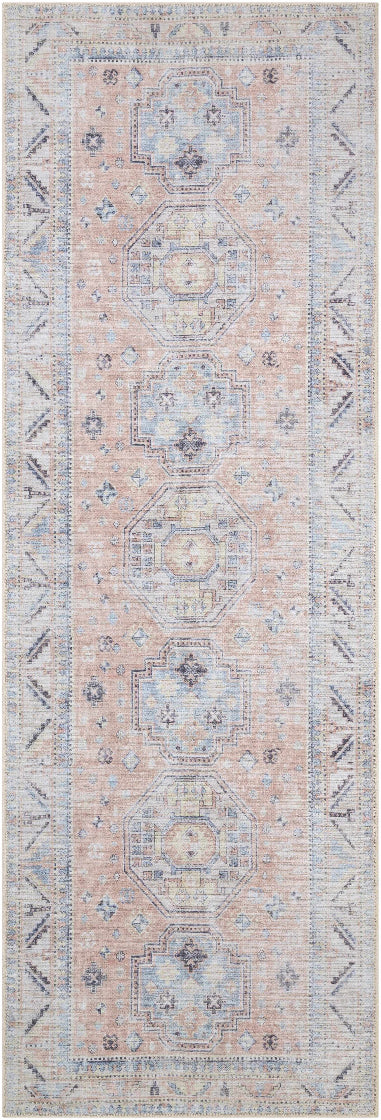 Morcott Peach Washable Area Rug