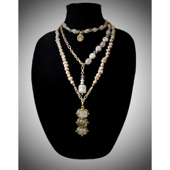 Morganite and Freshwater Pearl Multi Necklace