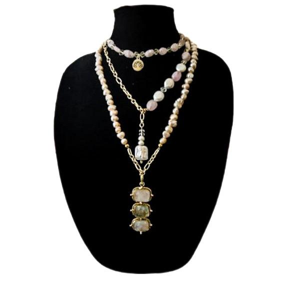 Morganite and Freshwater Pearl Multi Necklace