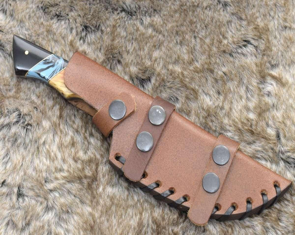 Morph Gut Hook Hunting Knife with Exotic Olive Wood & Turquoise Handle - Gifts for You 'n Me