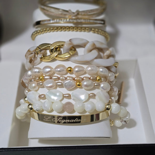 Mother of Pearl Stacked Bracelet set