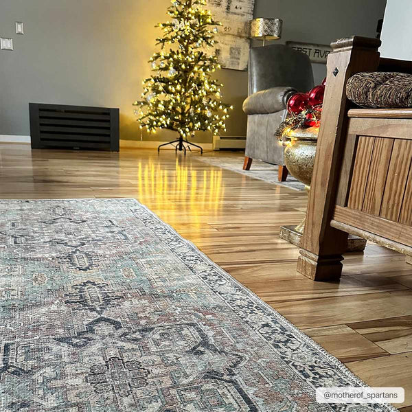 Green Nisa Tumble Dry Washable Rug