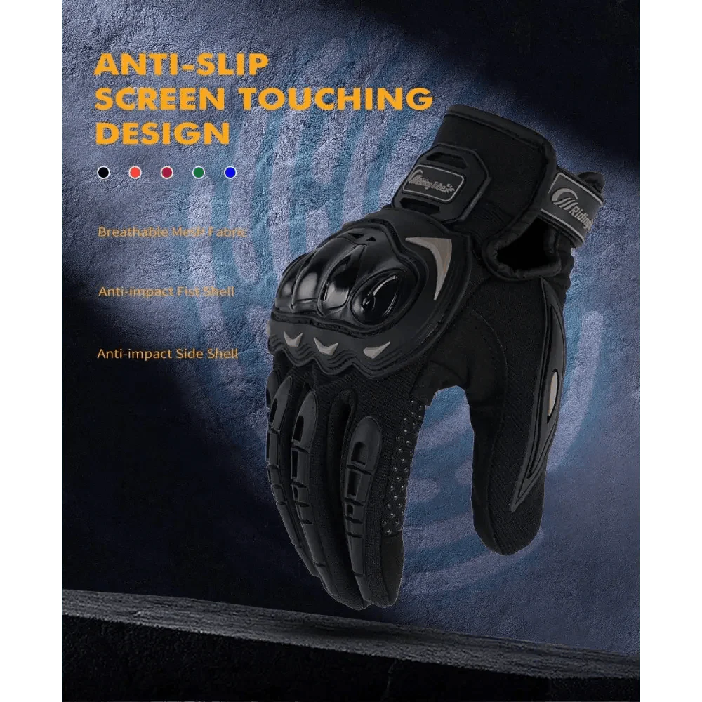 Motorcycle Breathable Glove Strong PVC Touch Screen Full Finger Motorbike Racing Riding Bicycle Summer Gloves