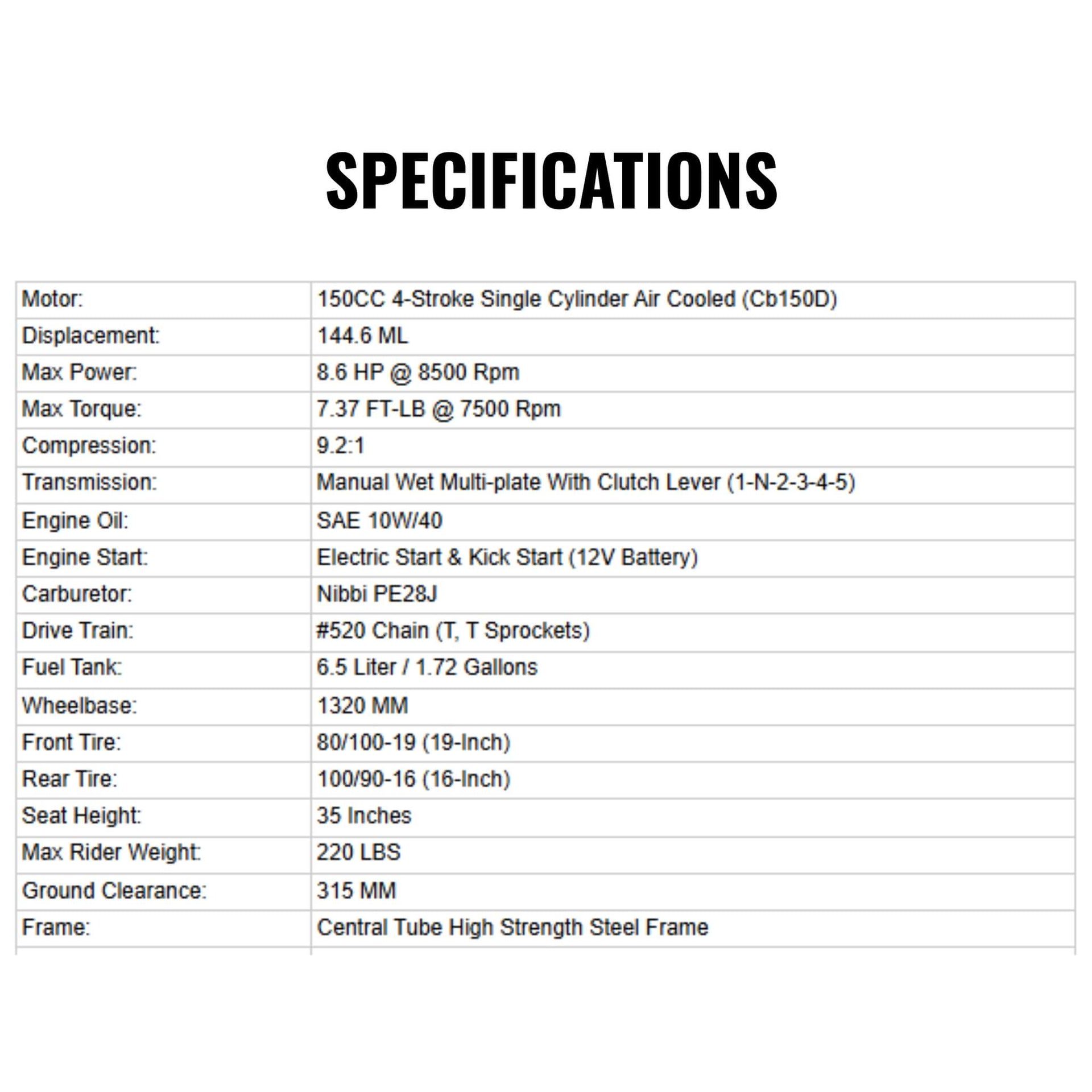 MotoTec X4 150CC 4-Stroke High-Performance Gas-Powered Dirt Bike (SAK95731)
