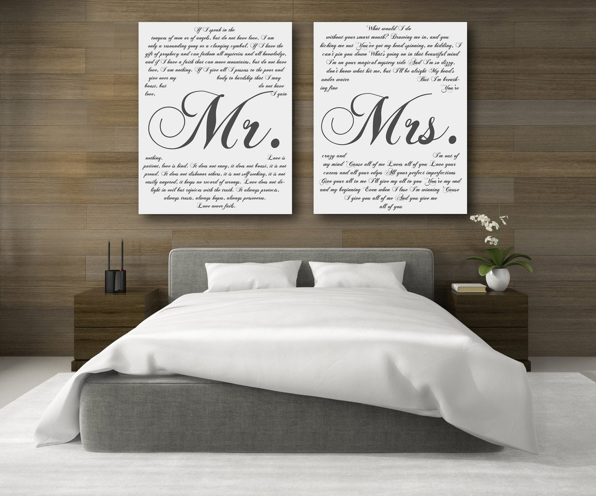 Mr And Mrs Vows On Canvas - Personalized Wall Art