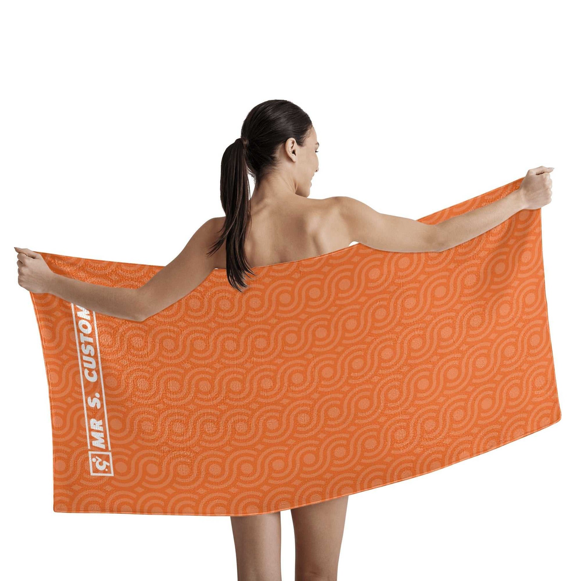Mr S Customs - Bath / Beach Towel - Orange Pattern 2