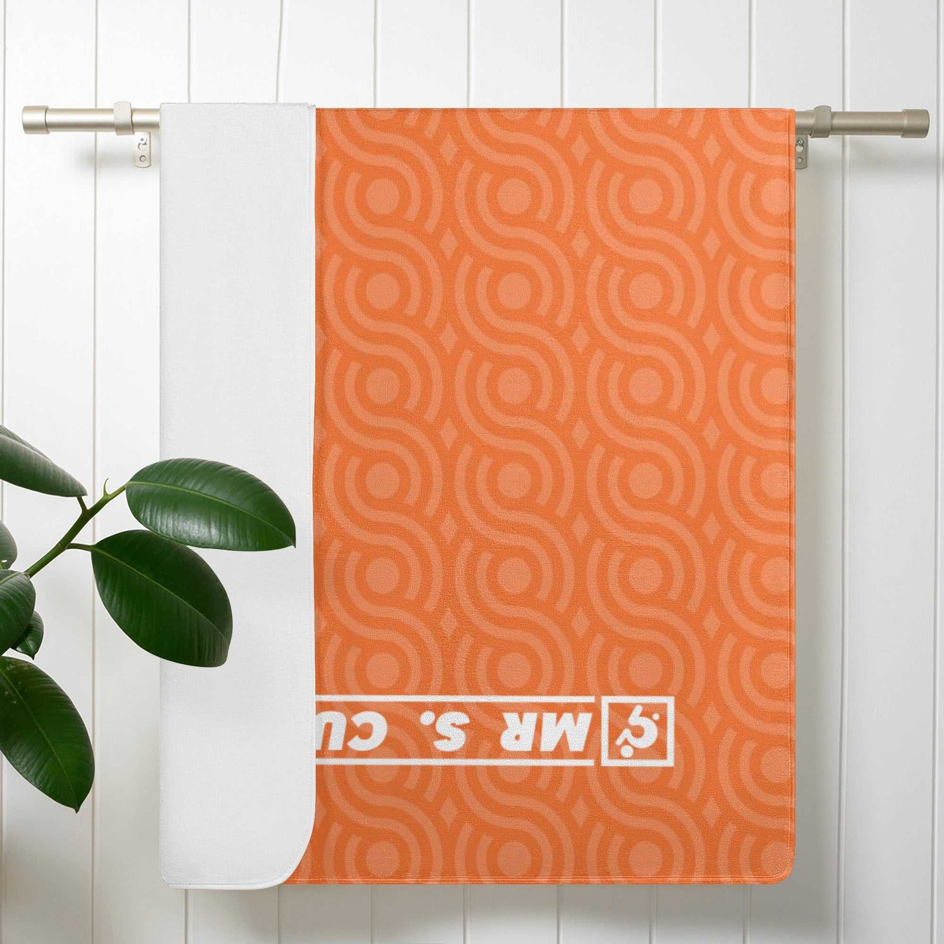 Mr S Customs - Bath / Beach Towel - Orange Pattern 2