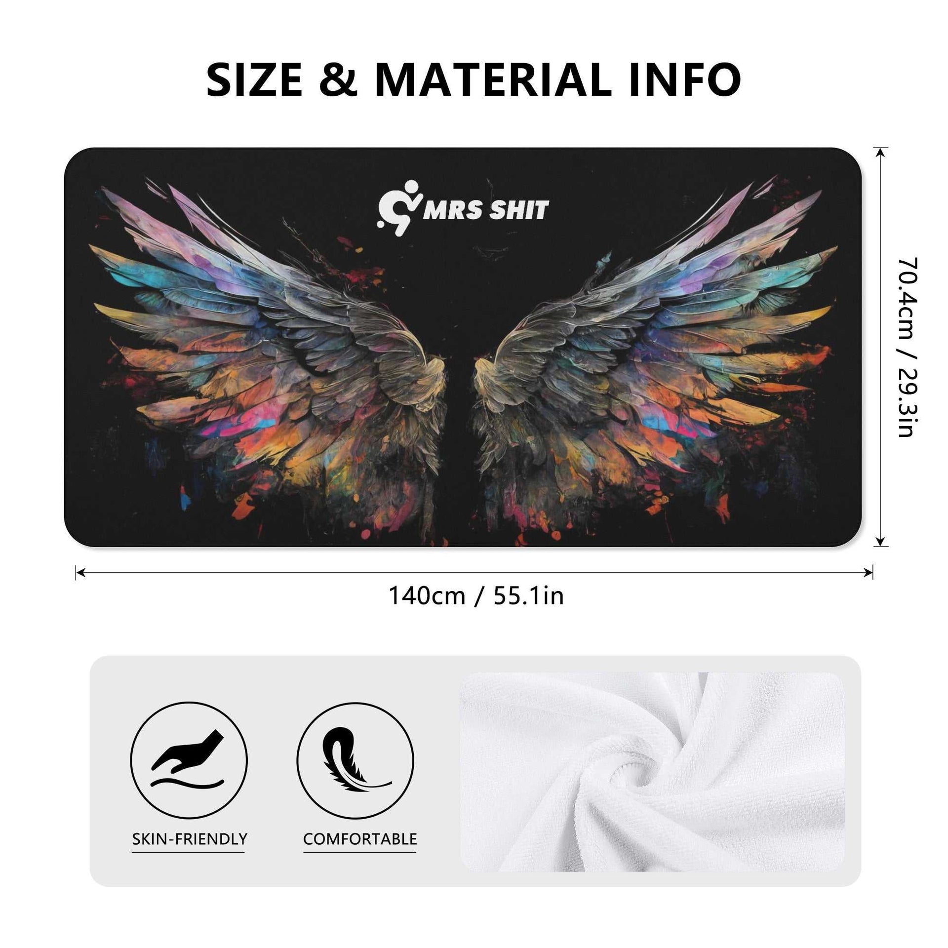 Mrs Shit - Bath / Beach Towel - Rainbow Angel Wings