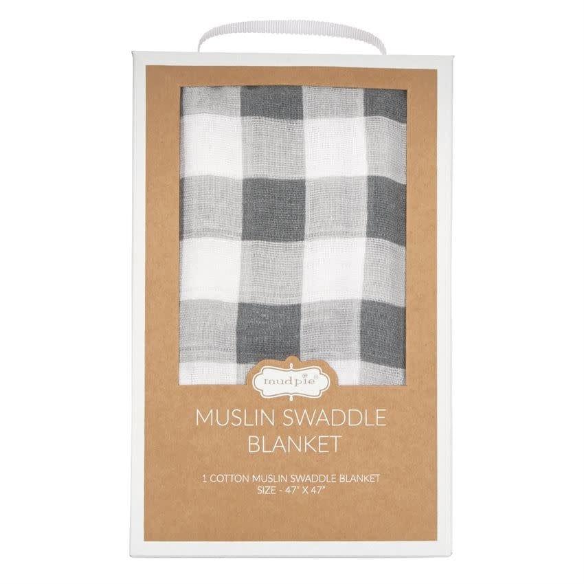 Mud Pie Muslin Gingham Swaddle Blanket