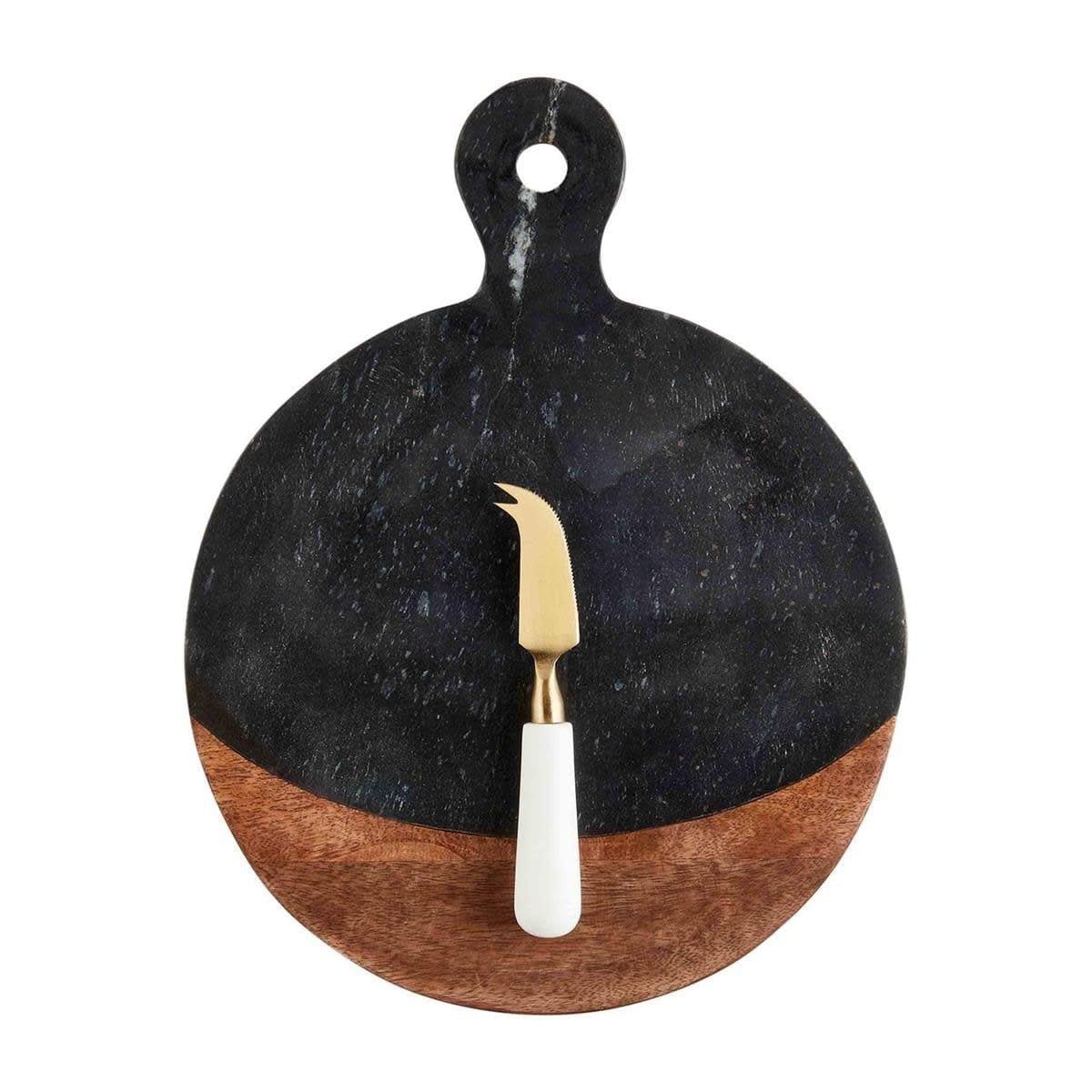 Mud Pie Black Marble And Wood Board Set - Final Sale