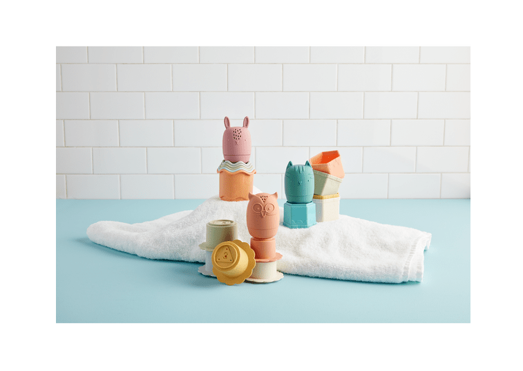 Mud Pie Orange Stacking Cup Bath Set